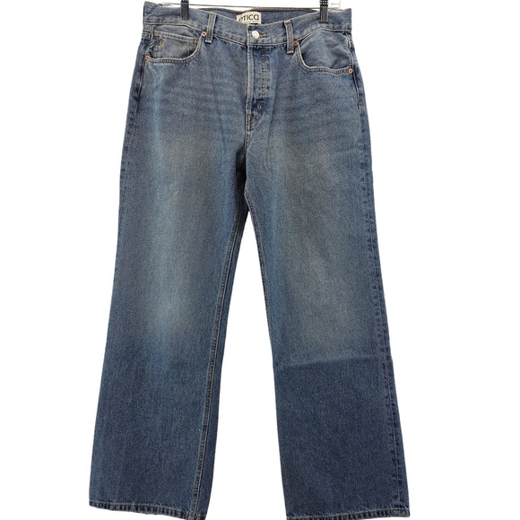 Etica Jeans Womens 31 Amis Relaxed Boot Atwater Wash Wide Leg Denim Grunge Prep - Picture 1 of 12